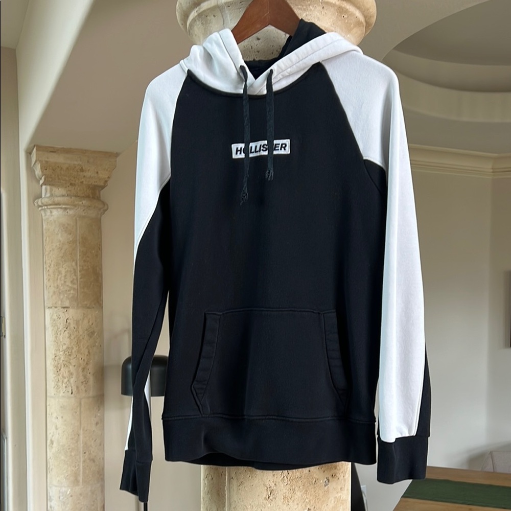 Hollister Black and White Color-Blocked Sweater